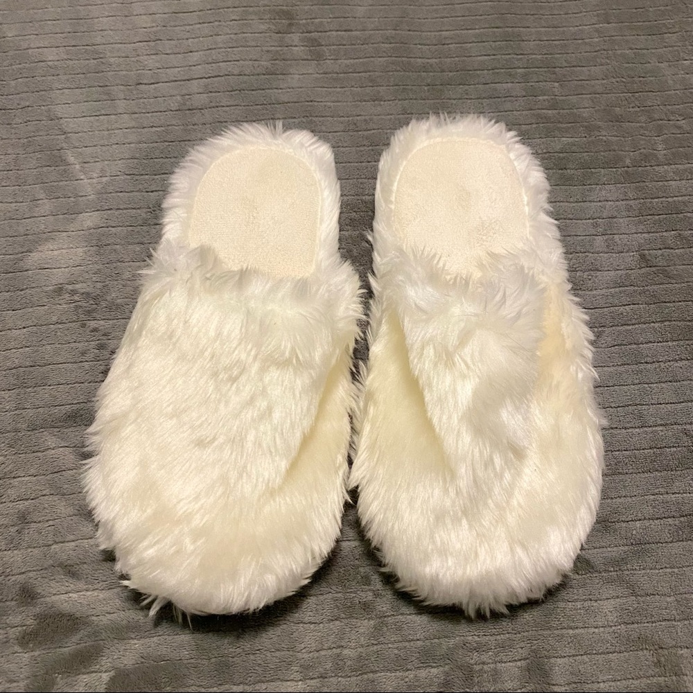 White Fuzzy Slippers